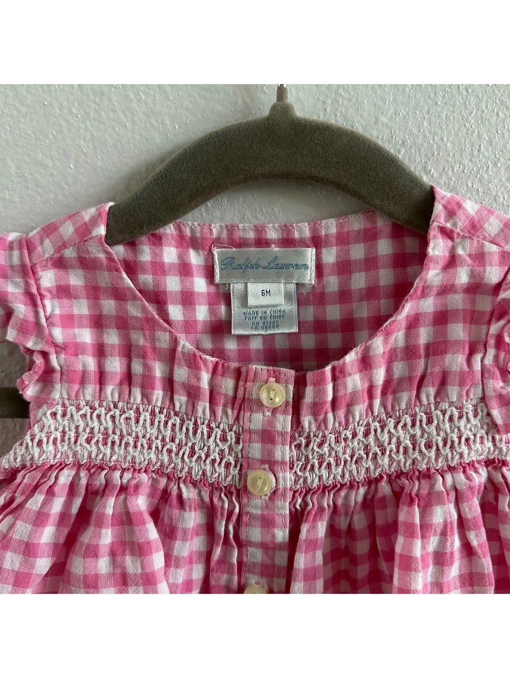 Ralph Lauren Baby Pink checkered Top 6M
